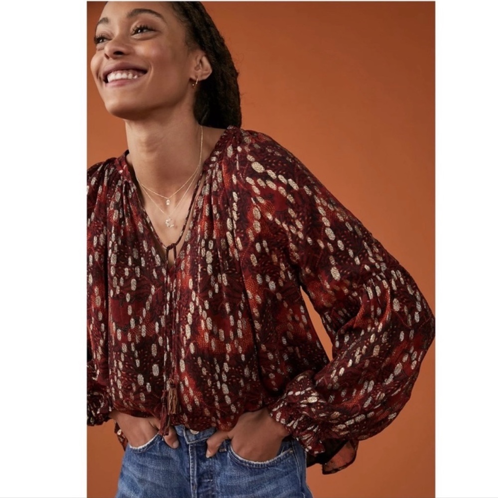 NWT Anthropologie Love the Label Jane Peasant Blouse S